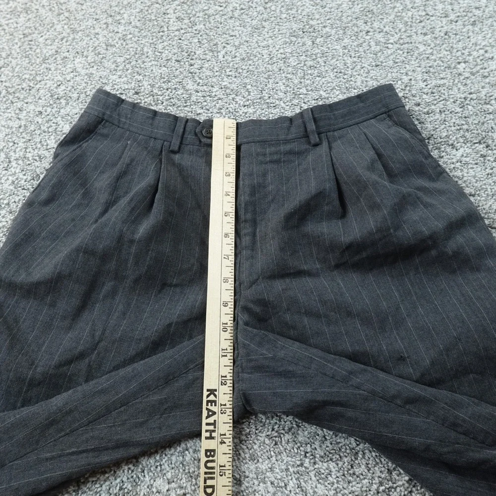 Ralph Lauren Pants Mens 32X30 Gray Wool Pinstripe Dress Trouser Pleated Cuffed